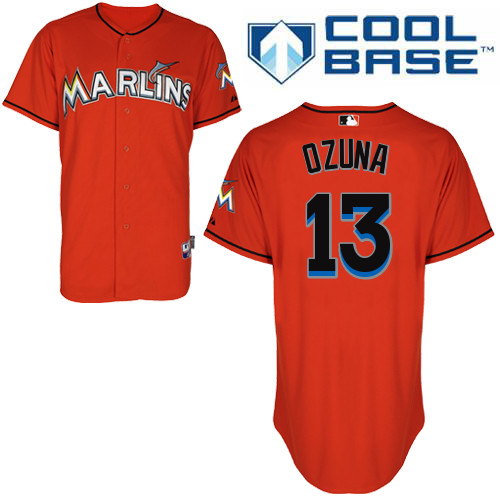 Marcell Ozuna #13 Youth Baseball Jersey-Miami Marlins Authentic Alternate 1 Orange Cool Base MLB Jersey